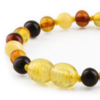 Baltic Amber Teething Bracelet. Baroque Multicolour 5mm - XB54M1