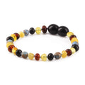 Baltic Amber Teething Bracelet with Sky Blue Imperial Jasper. Baroque 4mm - LE466-S
