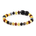 Baltic Amber Teething Bracelet with Sky Blue Imperial Jasper. Baroque 4mm - LE466-S