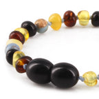 Baltic Amber Teething Bracelet with Sky Blue Imperial Jasper. Baroque 4mm - LE466-S