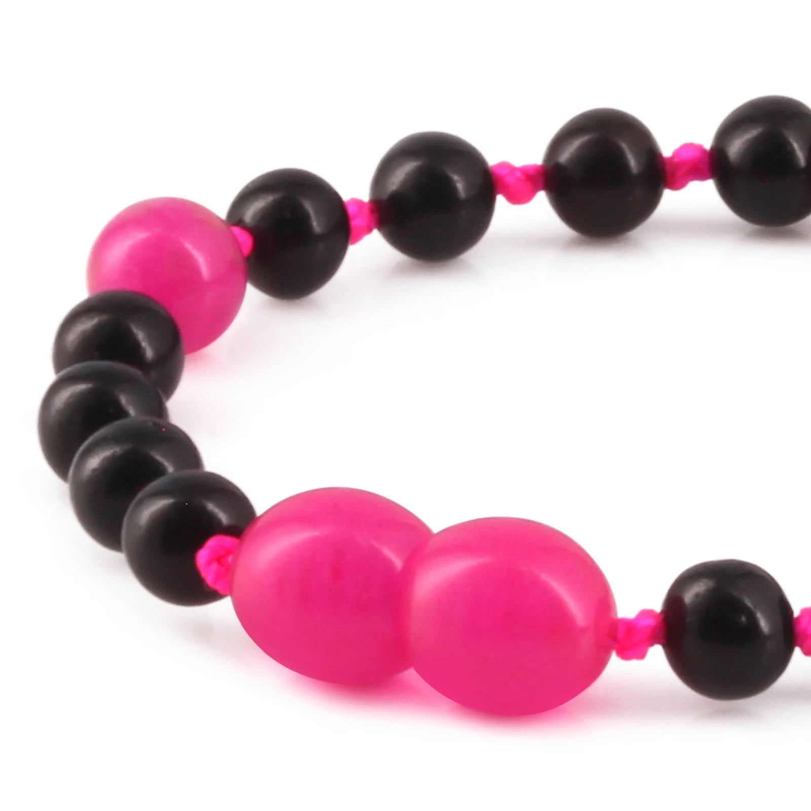 Baltic Amber Teething Bracelet with Pink Jade. Baroque 5mm - LE564