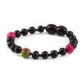 Baltic amber baroque baby bracelet with jade, 14cm