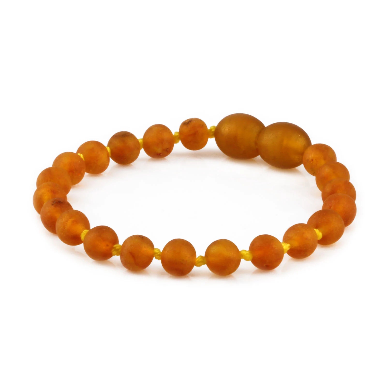 Baltic Amber Teething Bracelet. Baroque Light Cognac 5mm - XB54LCM-Y