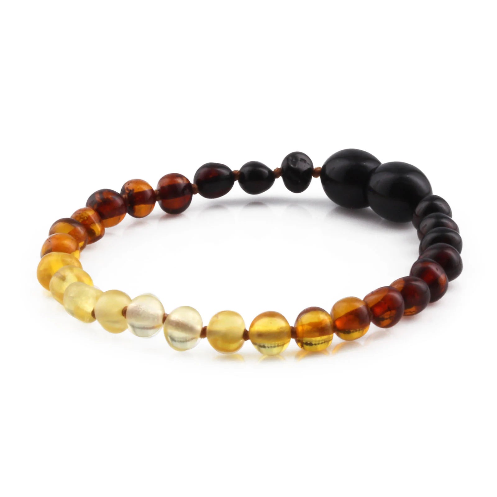 Baltic Amber Teething Bracelet. Baroque Rainbow 5mm - XB54R2