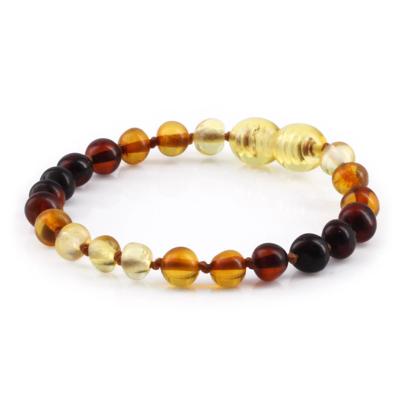 Baltic Amber Teething Bracelet. Baroque Rainbow 5mm - XB54RA1