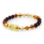 Baltic Amber Teething Bracelet. Baroque Rainbow 5mm - XB54RA1