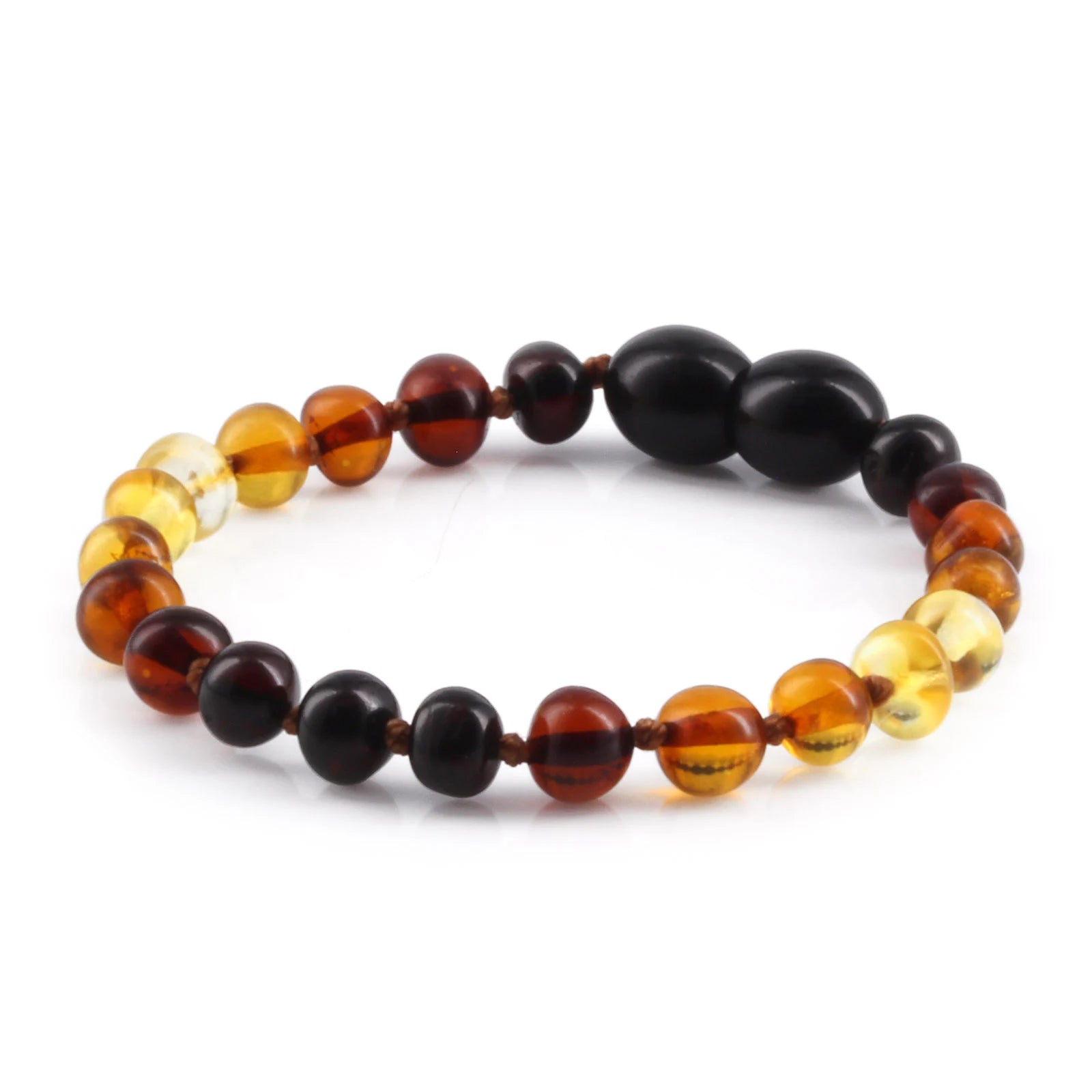 Baltic Amber Teething Bracelet. Baroque Rainbow 5mm - XB54RA2