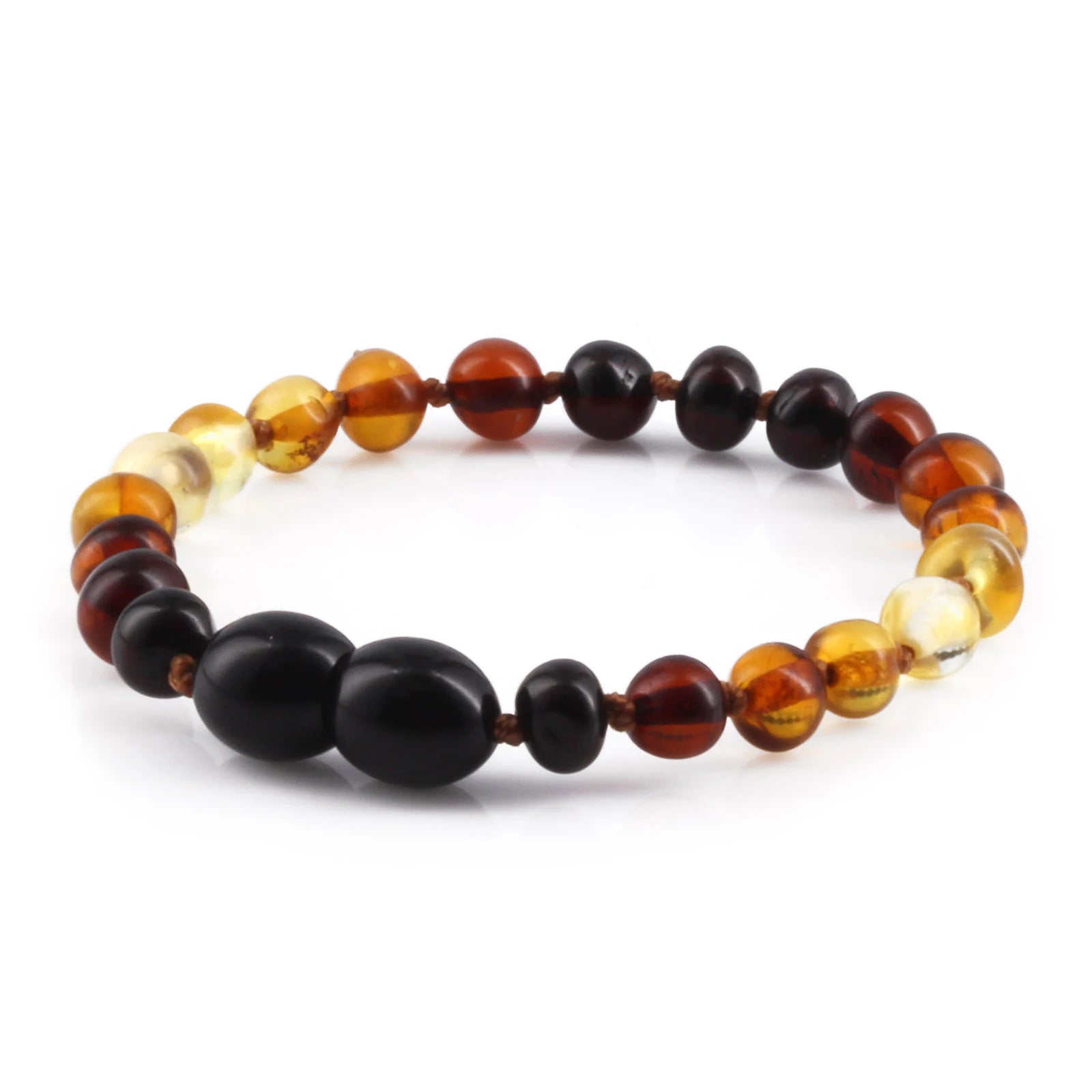 Baltic Amber Teething Bracelet. Baroque Rainbow 5mm - XB54RA2