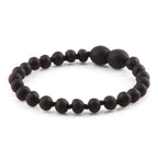 Baltic Amber Teething Bracelet. Baroque Black 5mm - XB54BM