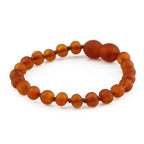 Baltic Amber Teething Bracelet. Baroque Light Cognac 5mm - XB54LCM