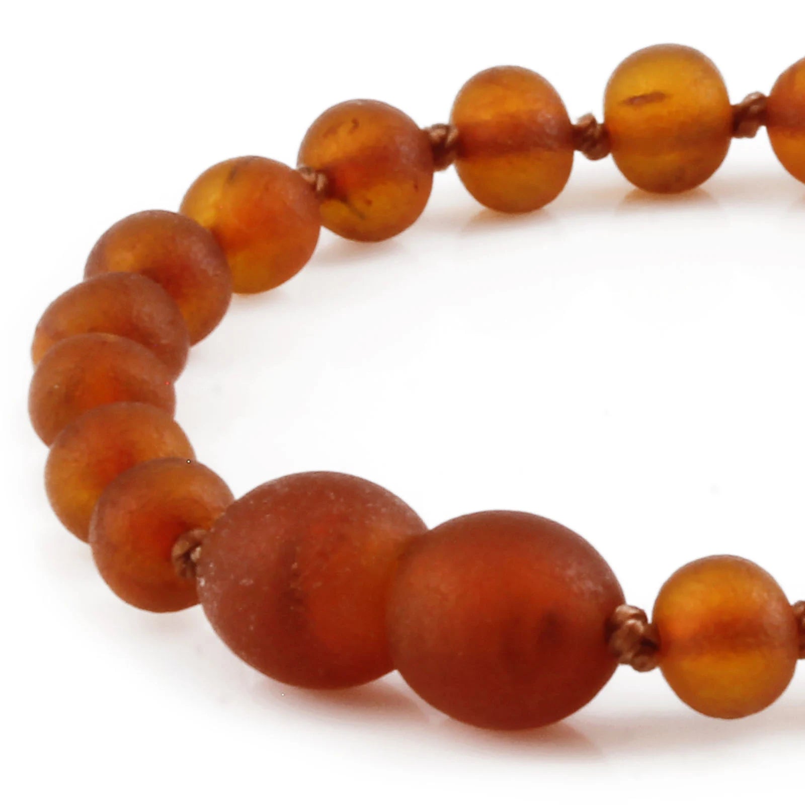 Baltic Amber Teething Bracelet. Baroque Light Cognac 5mm - XB54LCM