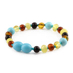 Baltic Amber Teething Bracelet with Turquoise. Baroque 5mm - LE465
