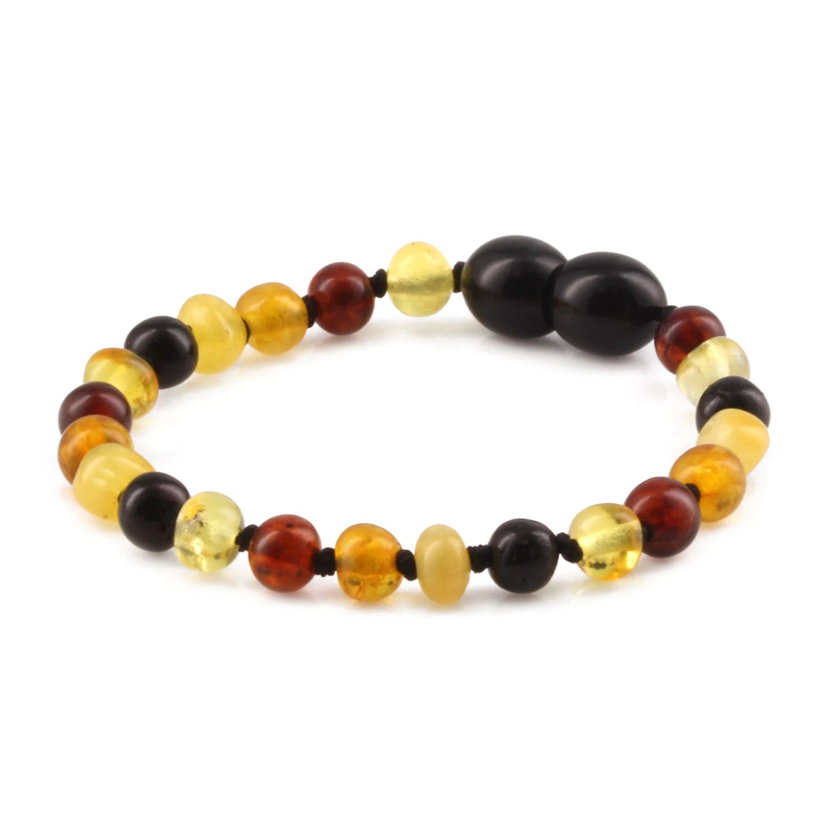 Baltic Amber Teething Bracelet. Baroque Multicolour 5mm - XB54M2
