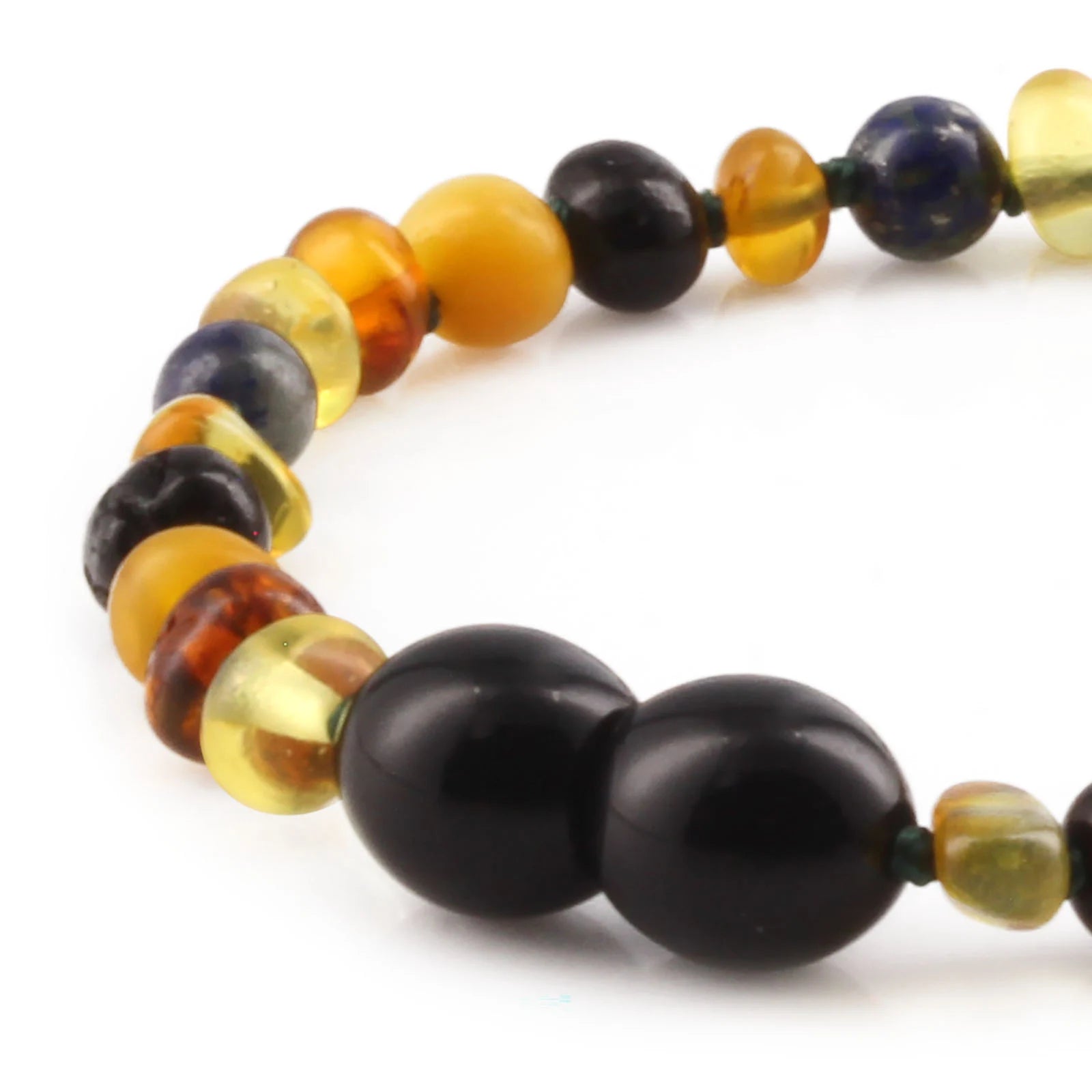 Baltic Amber Teething Necklace with Azurite. Baroque 4mm - LE467 V2