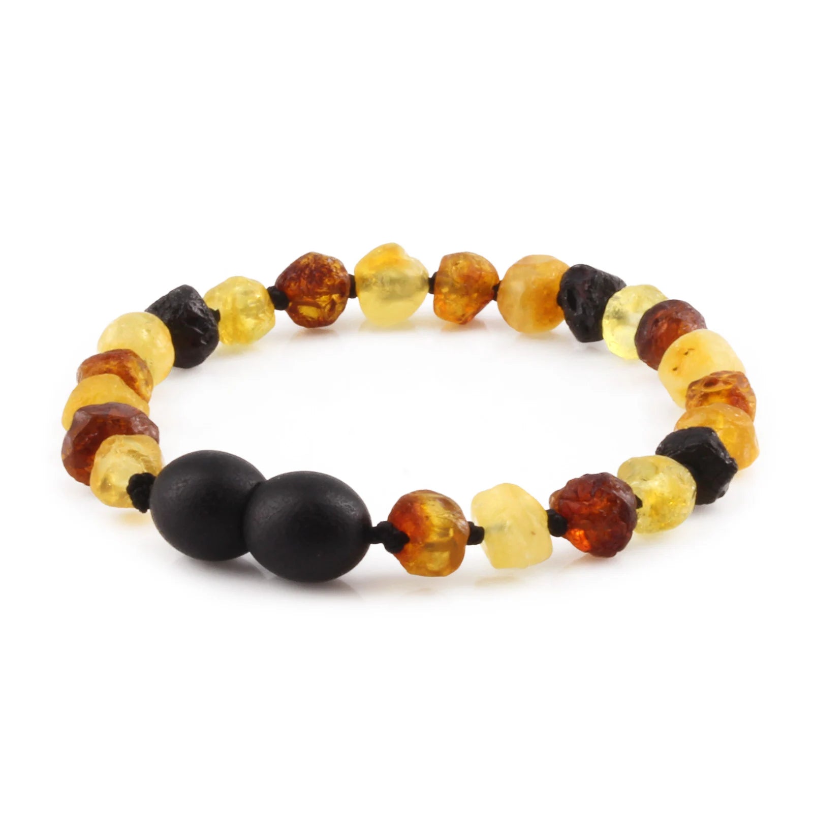 Baltic Amber Teething Bracelet. Baroque Multicolour 5mm - XB54M2-RAW