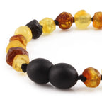 Baltic Amber Teething Bracelet. Baroque Multicolour 5mm - XB54M2-RAW