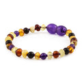 Baltic Amber Teething Bracelet with Amethyst. Baroque 4mm - LE515 V2