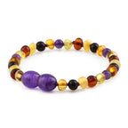 Baltic Amber Teething Bracelet with Amethyst. Baroque 4mm - LE515 V2