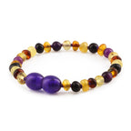 Baltic Amber Teething Bracelet with Purple Tiger Eye. Baroque 4mm - LE554-S