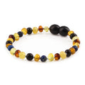 Baltic Amber Teething Bracelet with Deep Blue Imperial Jasper. Baroque 4mm - LE555-S