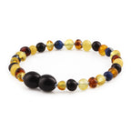 Baltic Amber Teething Bracelet with Deep Blue Imperial Jasper. Baroque 4mm - LE555-S