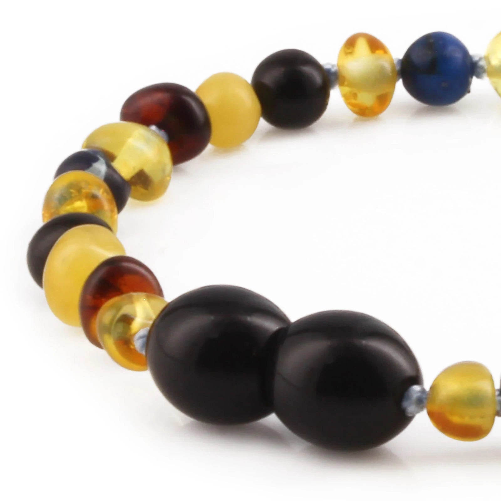 Baltic Amber Teething Bracelet with Deep Blue Imperial Jasper. Baroque 4mm - LE555-S