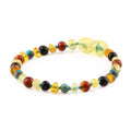 Baltic Amber Teething Bracelet with Lake Blue Imperial Jasper. Baroque 4mm - LE516