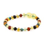 Baltic Amber Teething Bracelet with Lake Blue Imperial Jasper. Baroque 4mm - LE516