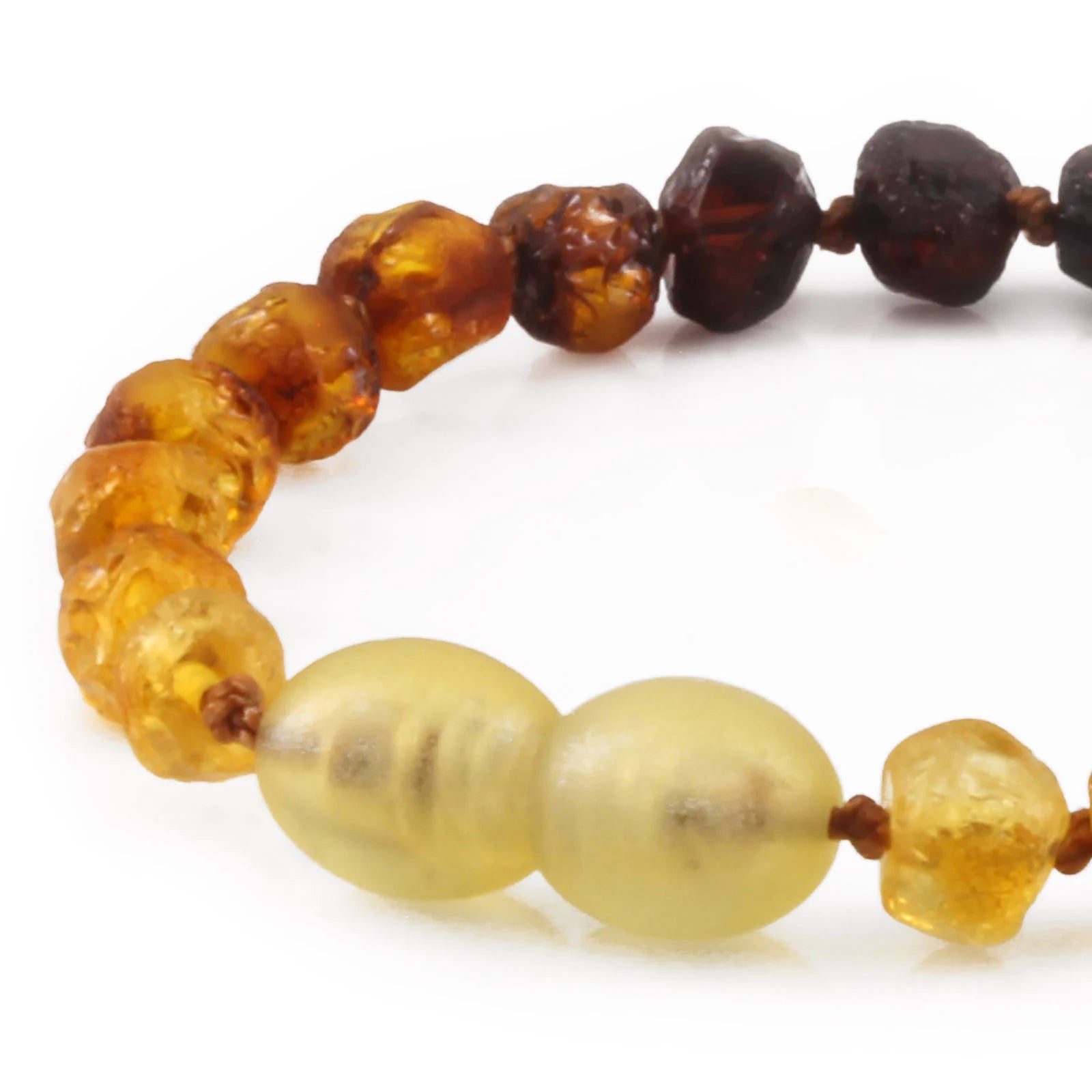 Baltic Amber Teething Bracelet. Baroque Rainbow 5mm - XB55R1-RAW