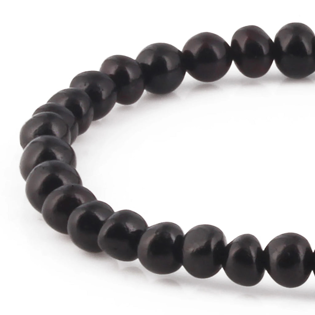 Adult Baltic Amber Bracelet. Baroque Black 5mm - XB54B