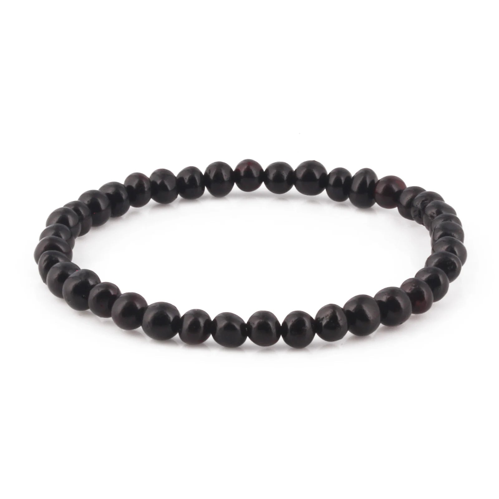 Adult Baltic Amber Bracelet. Baroque Black 5mm - XB54B