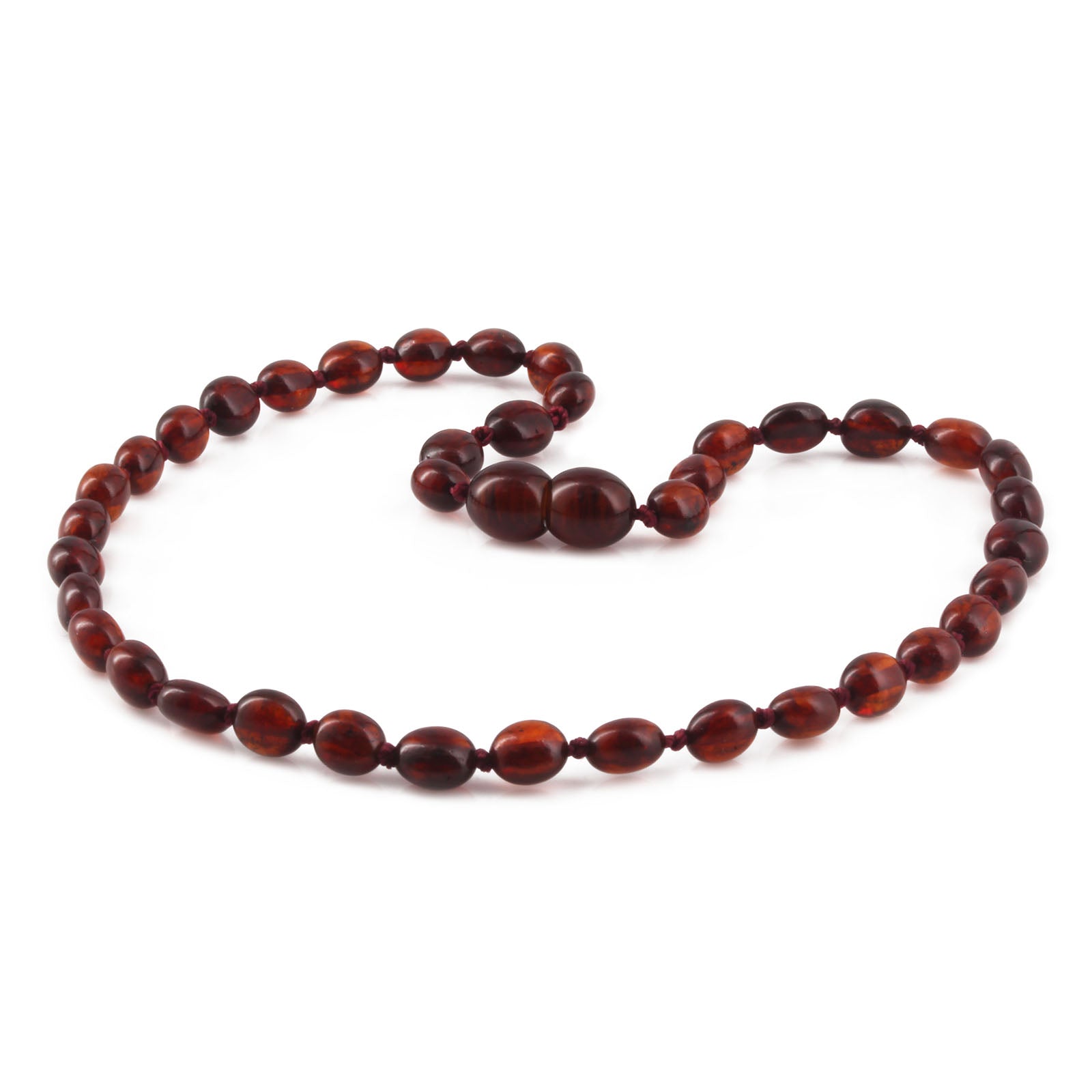 Baltic Amber Teething Necklace. Olive Dark Cognac 5mm - XO54DC