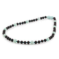 Natural Baltic Amber Junior Necklace with Sky Blue Jade. Baroque 5mm - JN85