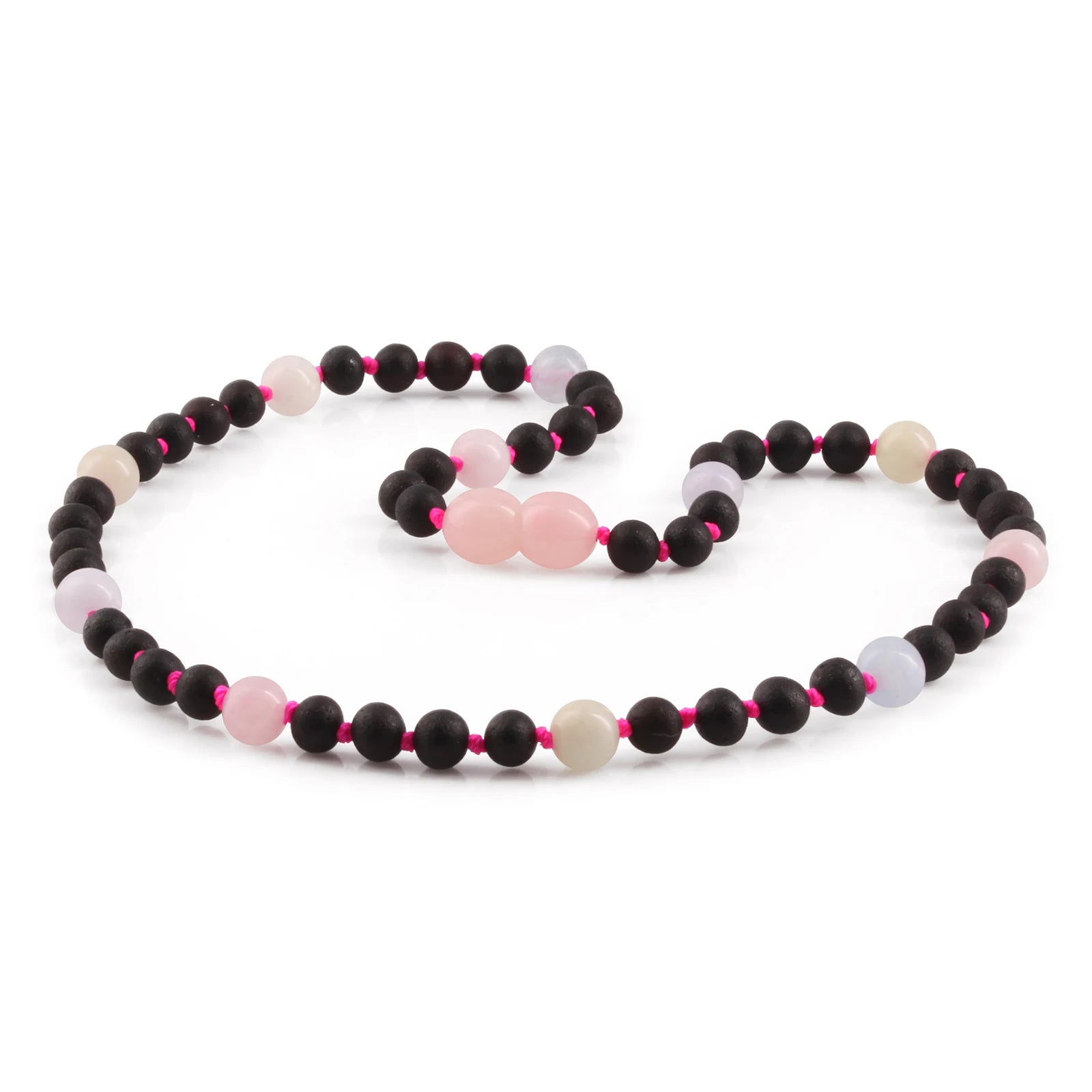Natural Baltic Amber Junior Necklace with Morganite. Baroque 5mm - JN86