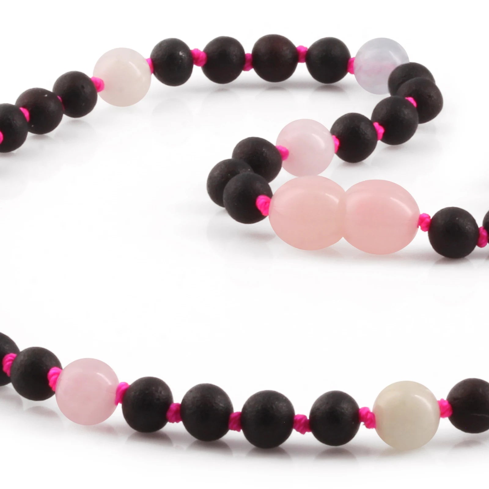 Natural Baltic Amber Junior Necklace with Morganite. Baroque 5mm - JN86