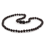 Natural Baltic Amber Junior Necklace. Baroque Black 5mm - XB54BM
