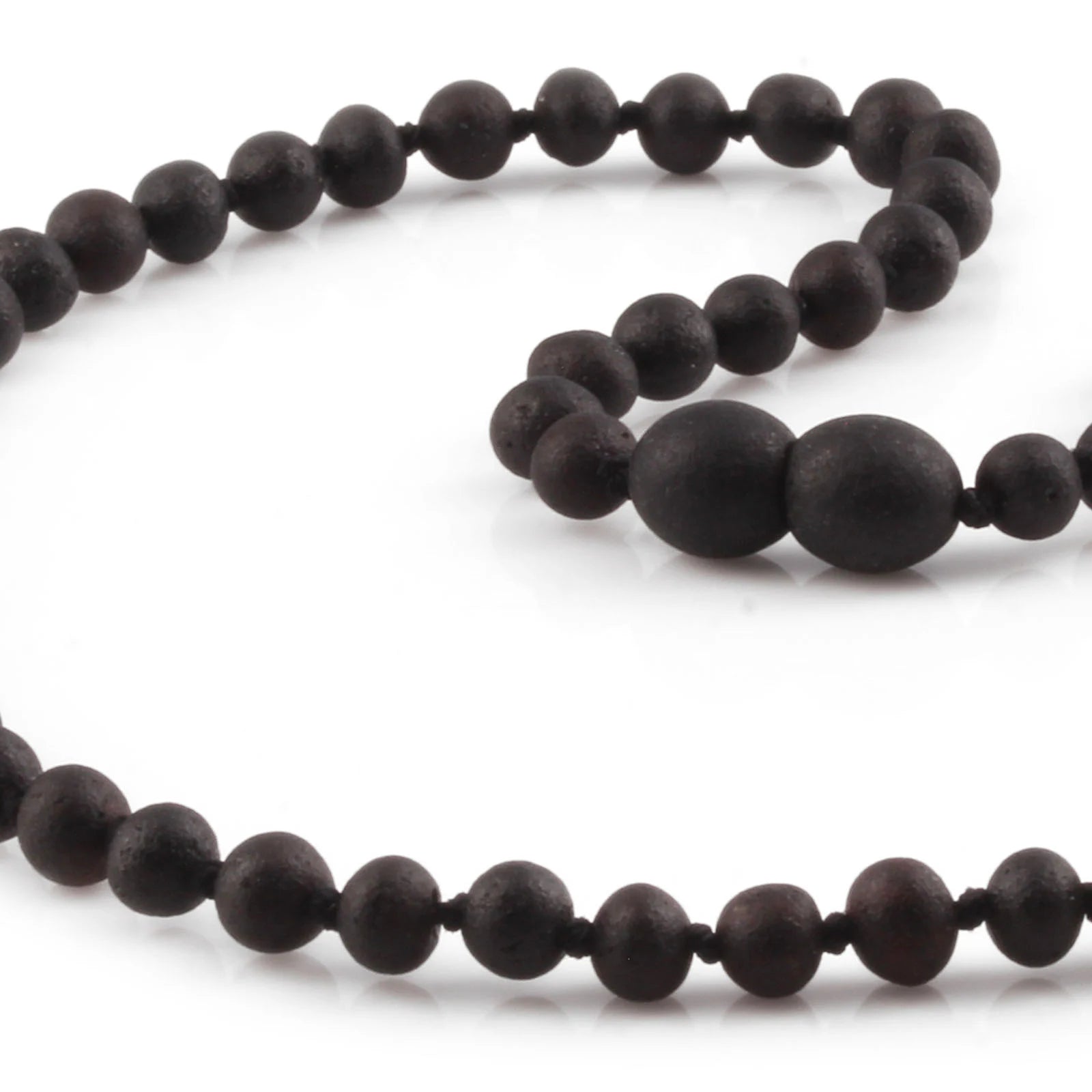 Natural Baltic Amber Junior Necklace. Baroque Black 5mm - XB54BM