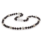 Natural Baltic Amber Junior Necklace with Kiwi Jasper. Baroque 5mm - JN90