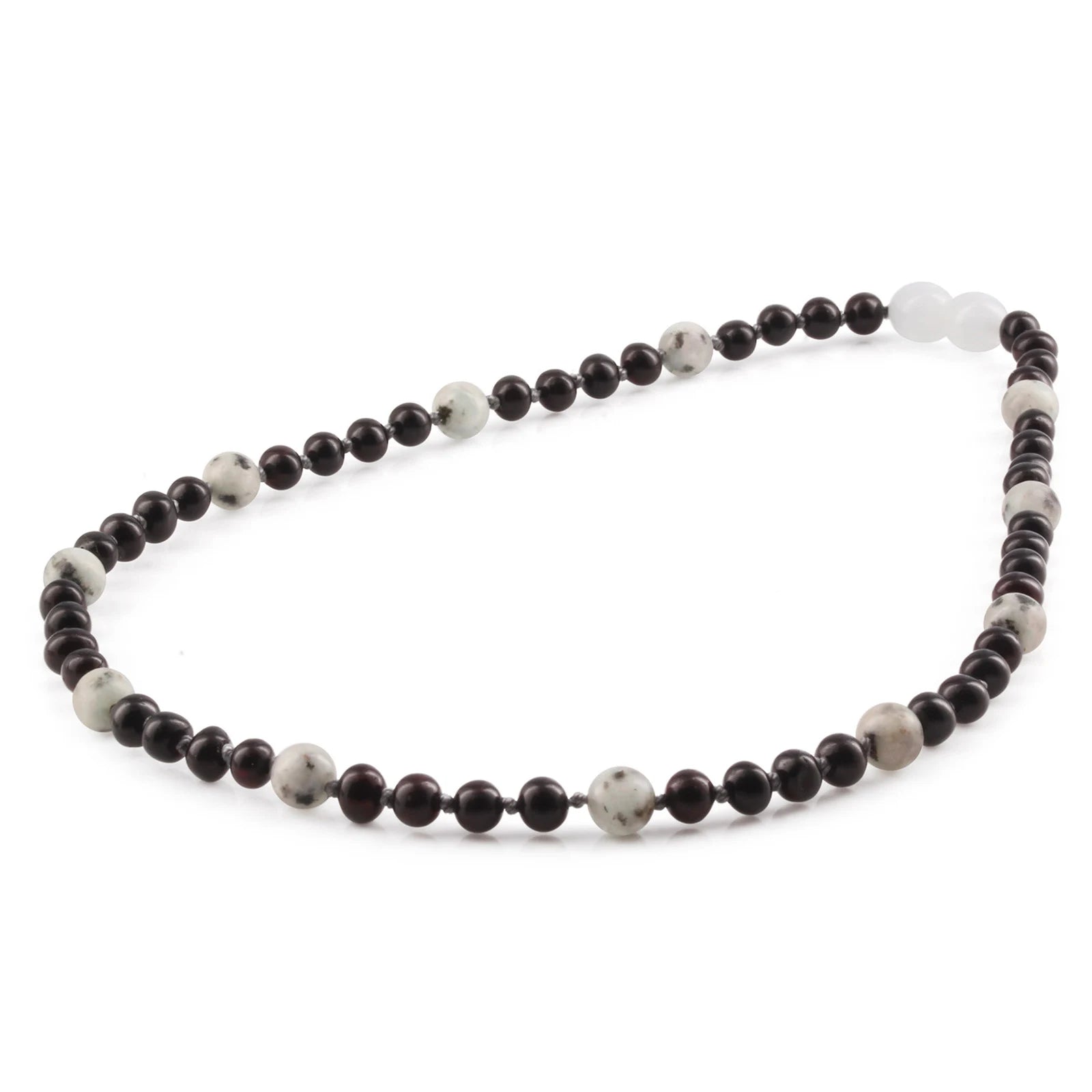 Natural Baltic Amber Junior Necklace with Kiwi Jasper. Baroque 5mm - JN90