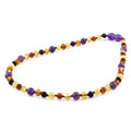 Natural Baltic Amber Junior Necklace with Amethyst. Baroque 5mm - JN83-B