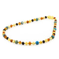 Baltic amber baroque junior necklace with jasper, 38cm