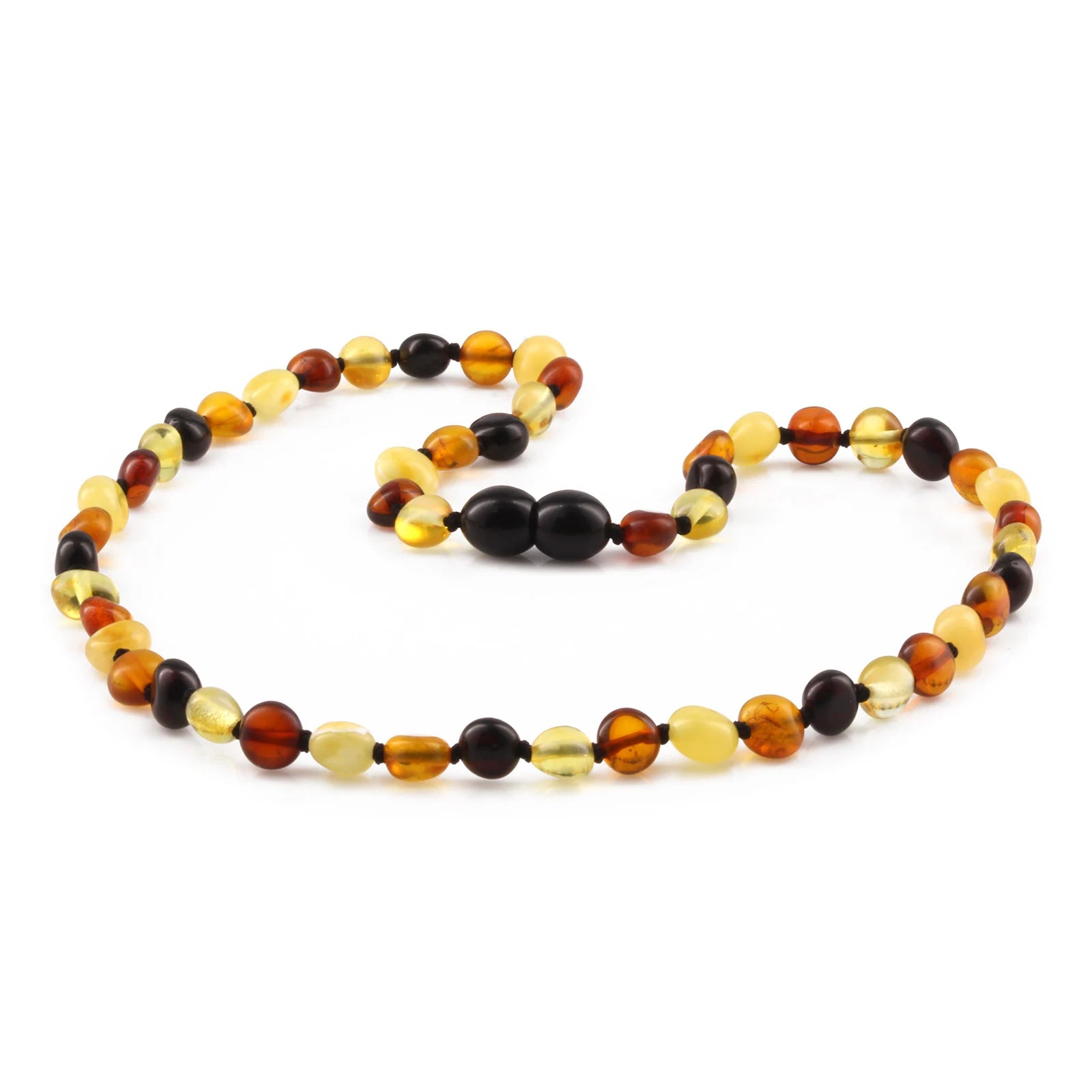 Natural Baltic Amber Junior Necklace. Side Drill Multicolour 6mm - XS64M2