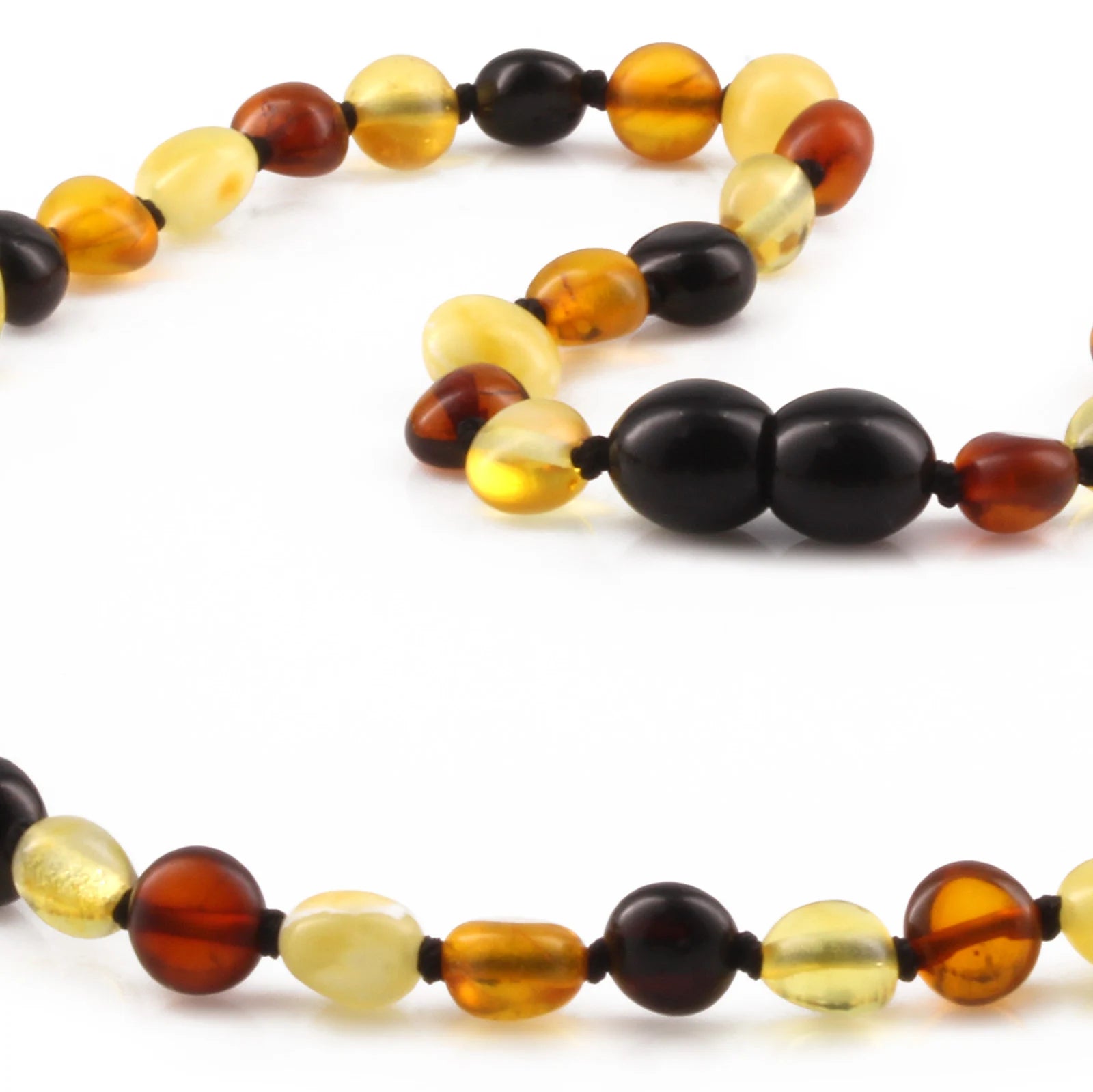 Natural Baltic Amber Junior Necklace. Side Drill Multicolour 6mm - XS64M2