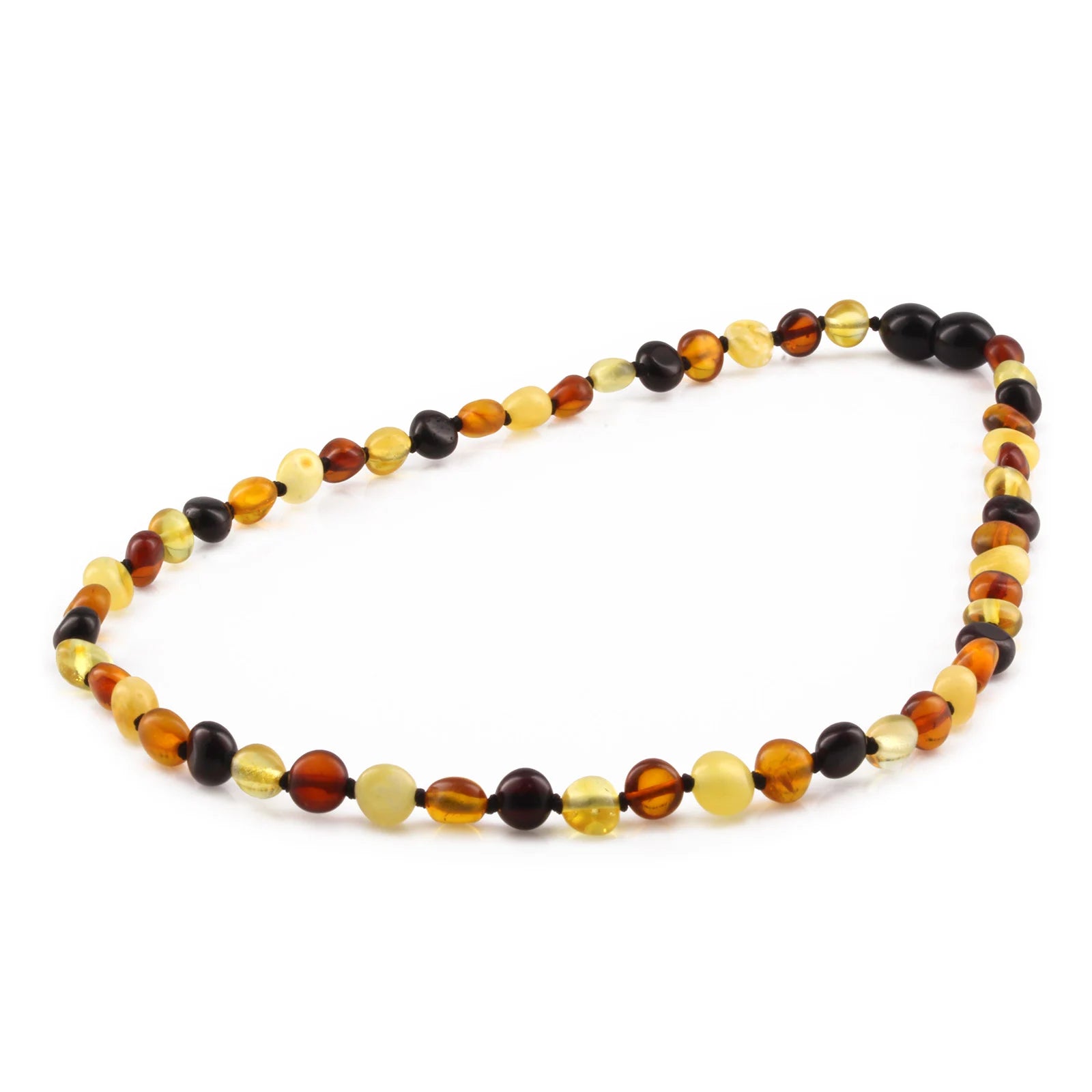 Natural Baltic Amber Junior Necklace. Side Drill Multicolour 6mm - XS64M2