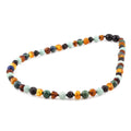 Baltic amber junior necklace with azurite and jade, 38cm