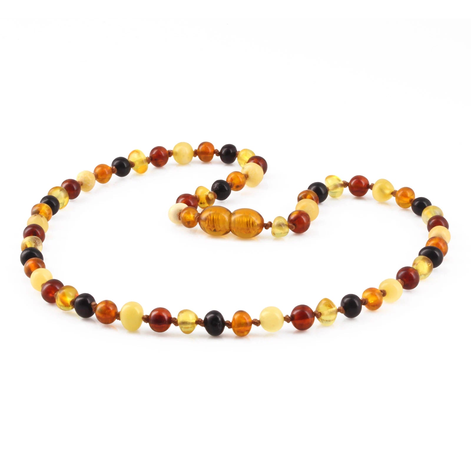 Natural Baltic Amber Junior Necklace. Baroque Multicolour 5mm - XB54M