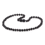 Natural Baltic Amber Junior Necklace. Baroque Black 5mm - XB54B