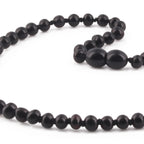Natural Baltic Amber Junior Necklace. Baroque Black 5mm - XB54B