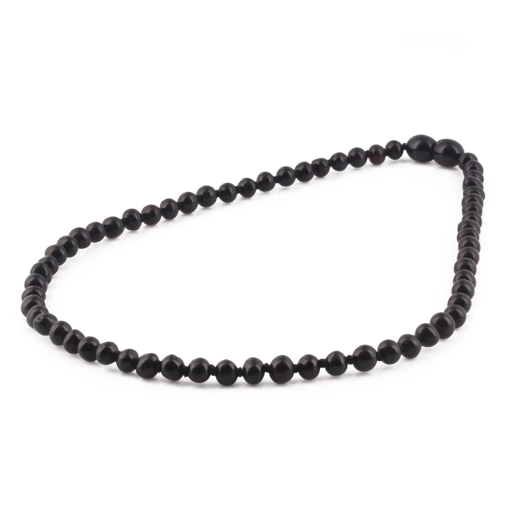 Natural Baltic Amber Junior Necklace. Baroque Black 5mm - XB54B