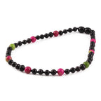 Baltic Amber Teething Necklace with Pink Jade. Baroque 5mm - LE565